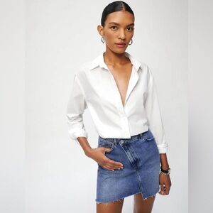 Reformation Ellie Asymmetric Denim Mini Skirt never worn size 27